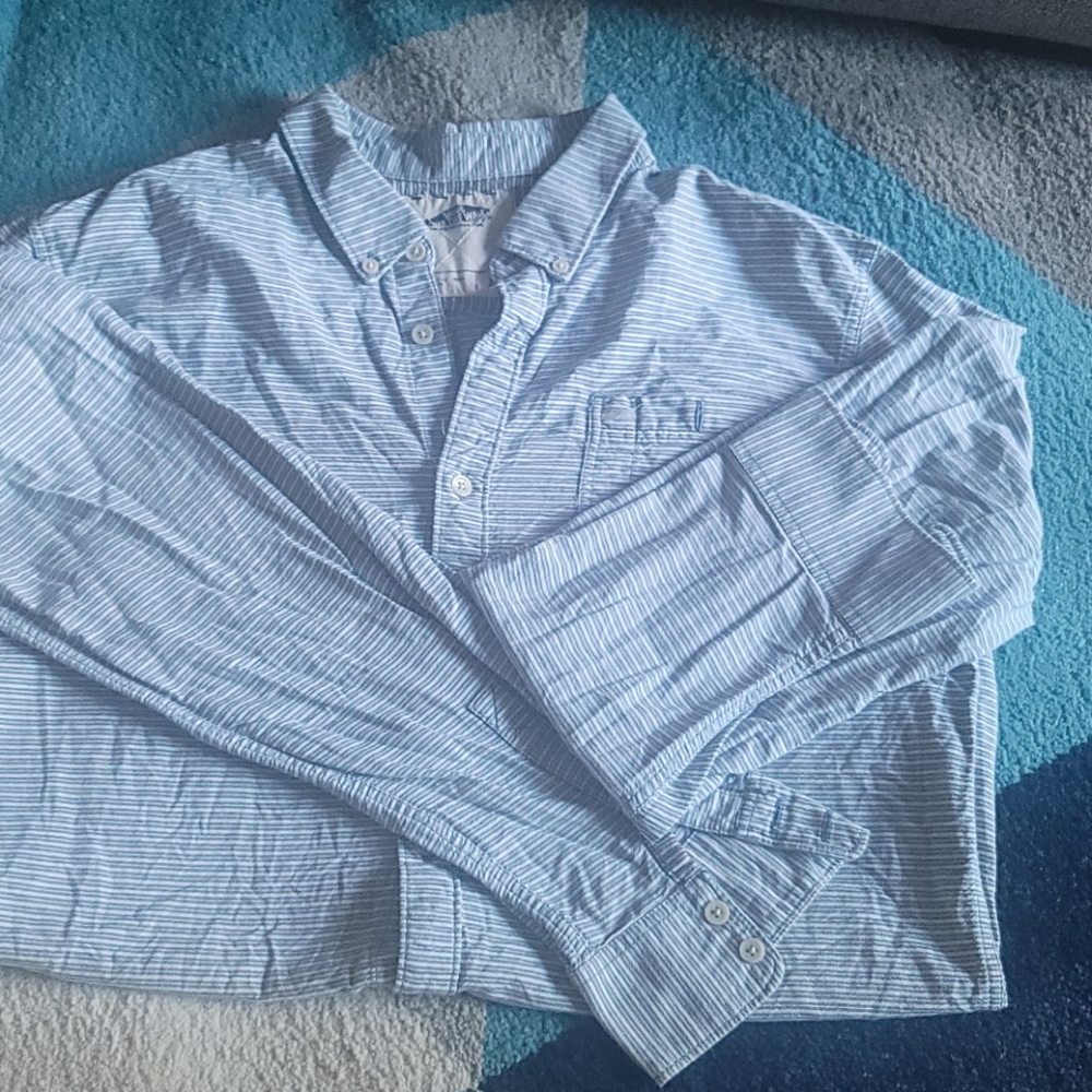 Vans, blue and white button down shirt